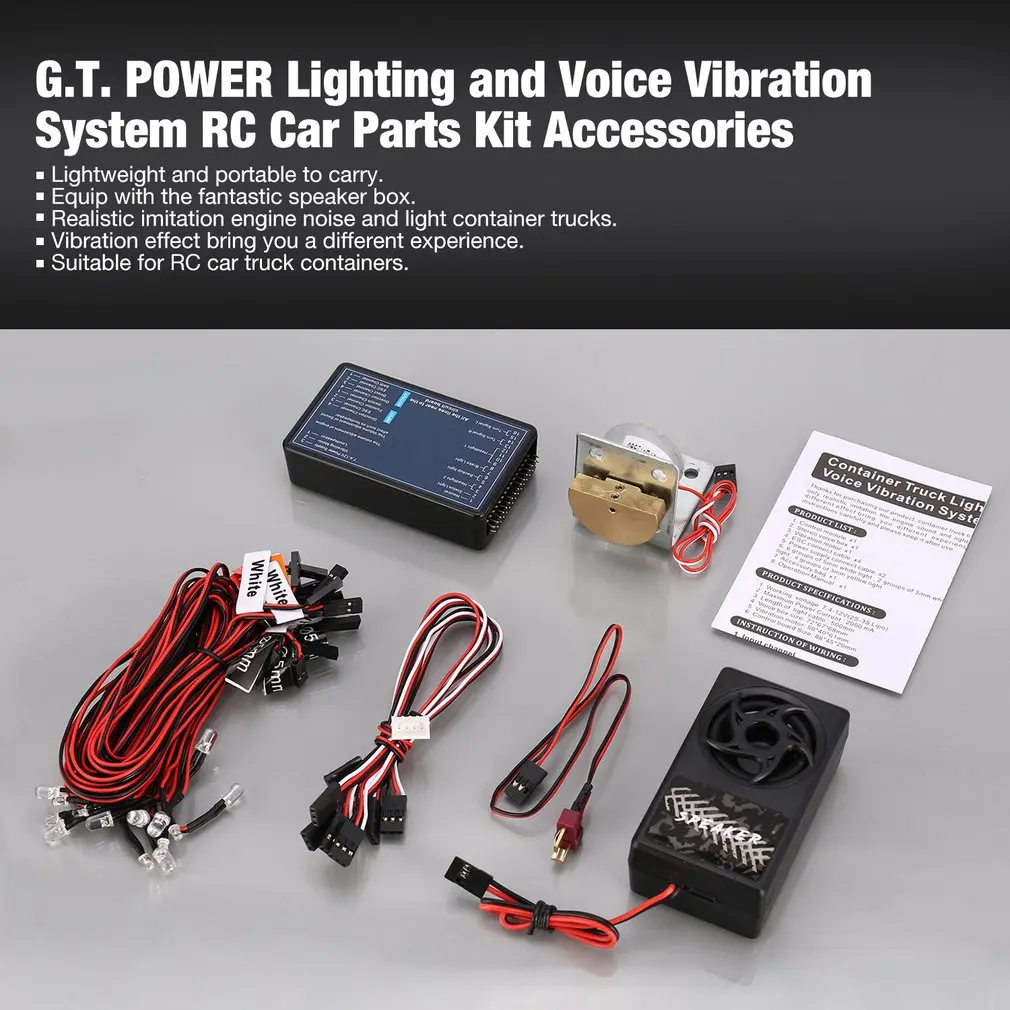 G.T. POWER Lighting and Voice Vibration System RC Car Parts Kit for Tamiya RC4WD Tractor RC Car Vehicle Accessories Lightweight
G.T. POWER Lighting and Voice Vibration System RC Car Parts Kit for Tamiya RC4WD Tractor RC Car Vehicle Accessories Lightweight