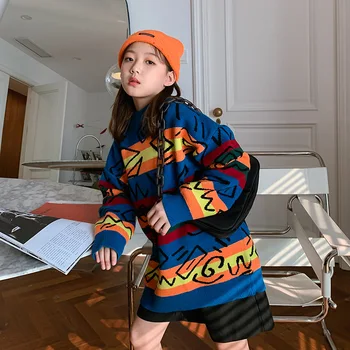 2020 winter foreign trade children's clothing, graffiti color matching pullover sweater, girls pullover dress
2020 winter foreign trade children's clothing, graffiti color matching pullover sweater, girls pullover dress