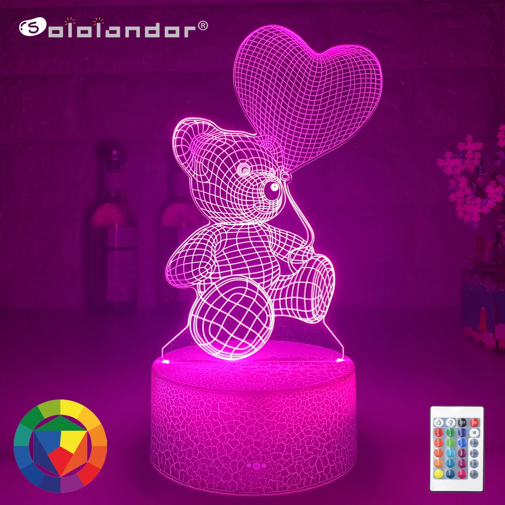 Balloon Bear 3d Night Light Bear with Heart Led Touch Switch Colorful Atmosphere for Home Decoration Light Table Lamp Bedside
Balloon Bear 3d Night Light Bear with Heart Led Touch Switch Colorful Atmosphere for Home Decoration Light Table Lamp Bedside