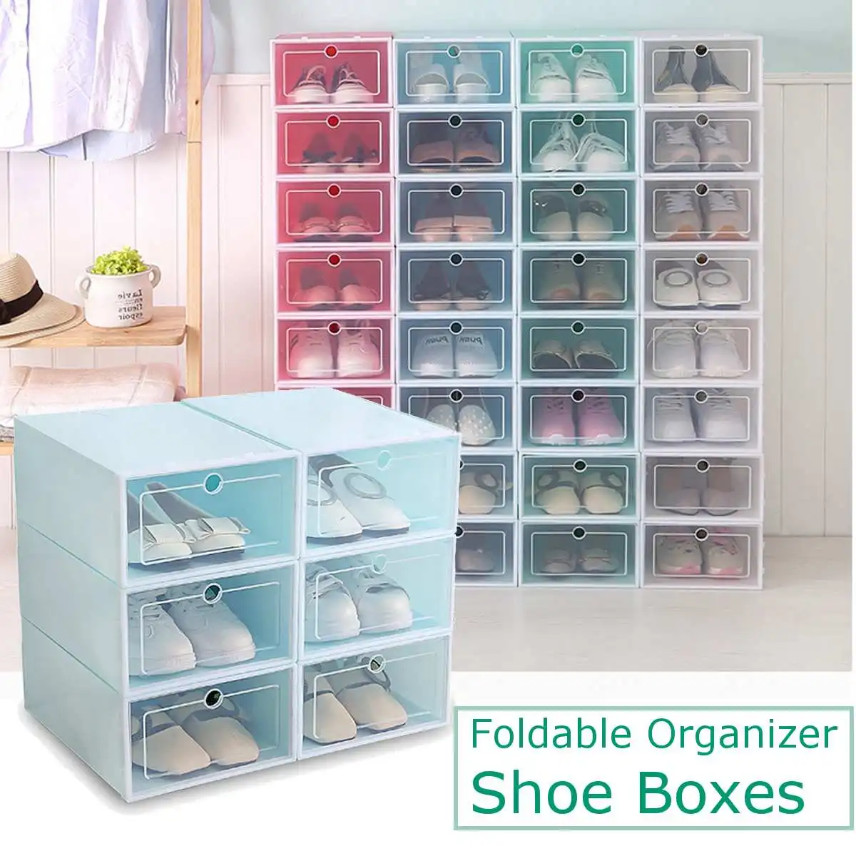 Collapsible Shoe Storage Boxes Organizer Eco-Friendly Plastic Shoe Hanger Storage Drawer Shoe Box Multifunctional Storage Case 
Collapsible Shoe Storage Boxes Organizer Eco-Friendly Plastic Shoe Hanger Storage Drawer Shoe Box Multifunctional Storage Case