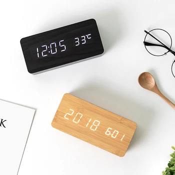 LED Wooden Alarm Clock Table Voice Control Digital Wood Alarm Clock Electronic Desktop USB/AAA Powered Clocks Table Decoration
LED Wooden Alarm Clock Table Voice Control Digital Wood Alarm Clock Electronic Desktop USB/AAA Powered Clocks Table Decoration