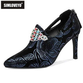 SIMLOVEYO Woman Sping Autumn Pump Pointed Toe 8cm Thin high Heels Rhinestone printing Flower Size 34-39 Ethnic Party B1898
SIMLOVEYO Woman Sping Autumn Pump Pointed Toe 8cm Thin high Heels Rhinestone printing Flower Size 34-39 Ethnic Party B1898
