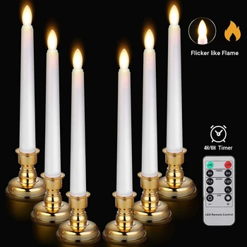 6 Pack LED Window Candles with Removable Candle Holders Operated Flameless Taper Candles with Remote Timer(Gold Base)
6 Pack LED Window Candles with Removable Candle Holders Operated Flameless Taper Candles with Remote Timer(Gold Base)