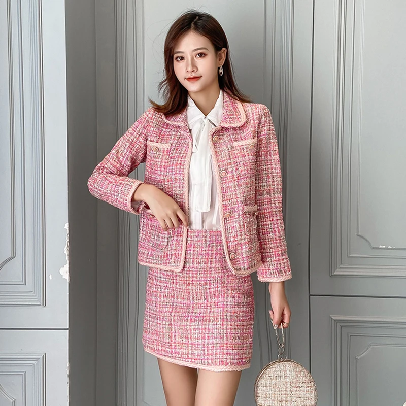 Autumn Winter Elegant Sweet Korean Style Tweed Two Piece Set Women Buttons Woolen Jacket Coat And Mini A-line Skirt Suits Sets
Autumn Winter Elegant Sweet Korean Style Tweed Two Piece Set Women Buttons Woolen Jacket Coat And Mini A-line Skirt Suits Sets