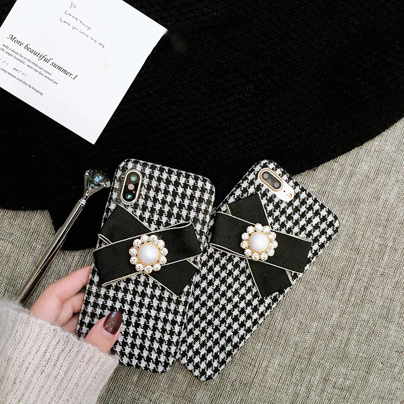 Luxury Houndstooth Pattern Phone Case For iPhone 6 6s 7 8 plus Case For iphone X XS Max XR Cover Rhinestone bow Fuzzy Hard Cases
Luxury Houndstooth Pattern Phone Case For iPhone 6 6s 7 8 plus Case For iphone X XS Max XR Cover Rhinestone bow Fuzzy Hard Cases