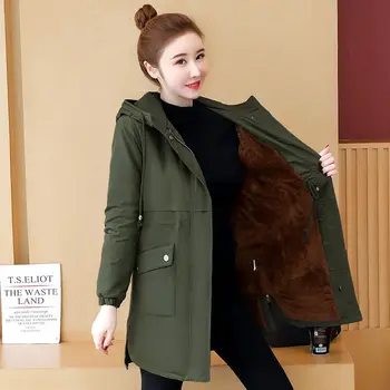 New Down Cotton Coat Female Loose Plus Velvet Warm Winter Jacket Women Parka Hooded Thicken Ladies Winter Coats Outerwear Q2151 
New Down Cotton Coat Female Loose Plus Velvet Warm Winter Jacket Women Parka Hooded Thicken Ladies Winter Coats Outerwear Q2151