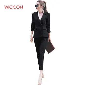 Women's OL Style Fashion Black Suits Sets / Female Business Coats Solid Color Double Button Suits Blazers +Pants Ankle Length
Women's OL Style Fashion Black Suits Sets / Female Business Coats Solid Color Double Button Suits Blazers +Pants Ankle Length