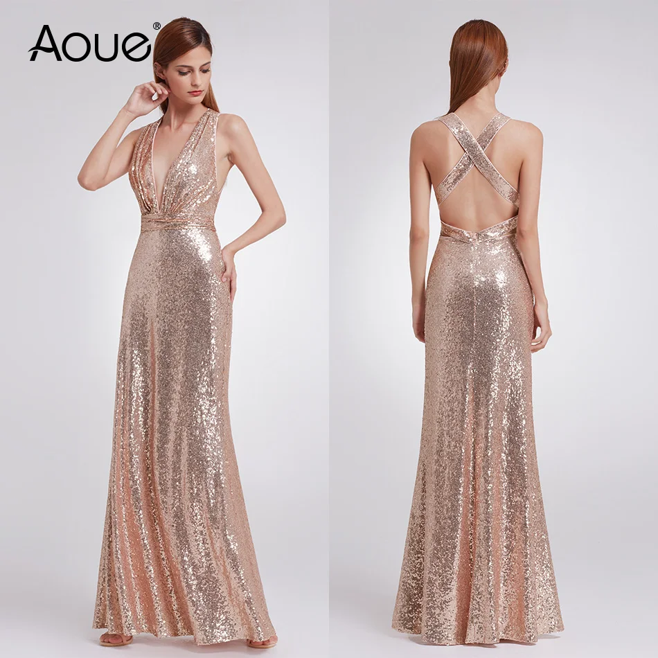 Aoue Formal Evening Dresses V Neck Long Silver Rose Gold Sequin Wedding-Guest Party 2019 Maxi Evening Gown Dress
Aoue Formal Evening Dresses V Neck Long Silver Rose Gold Sequin Wedding-Guest Party 2019 Maxi Evening Gown Dress