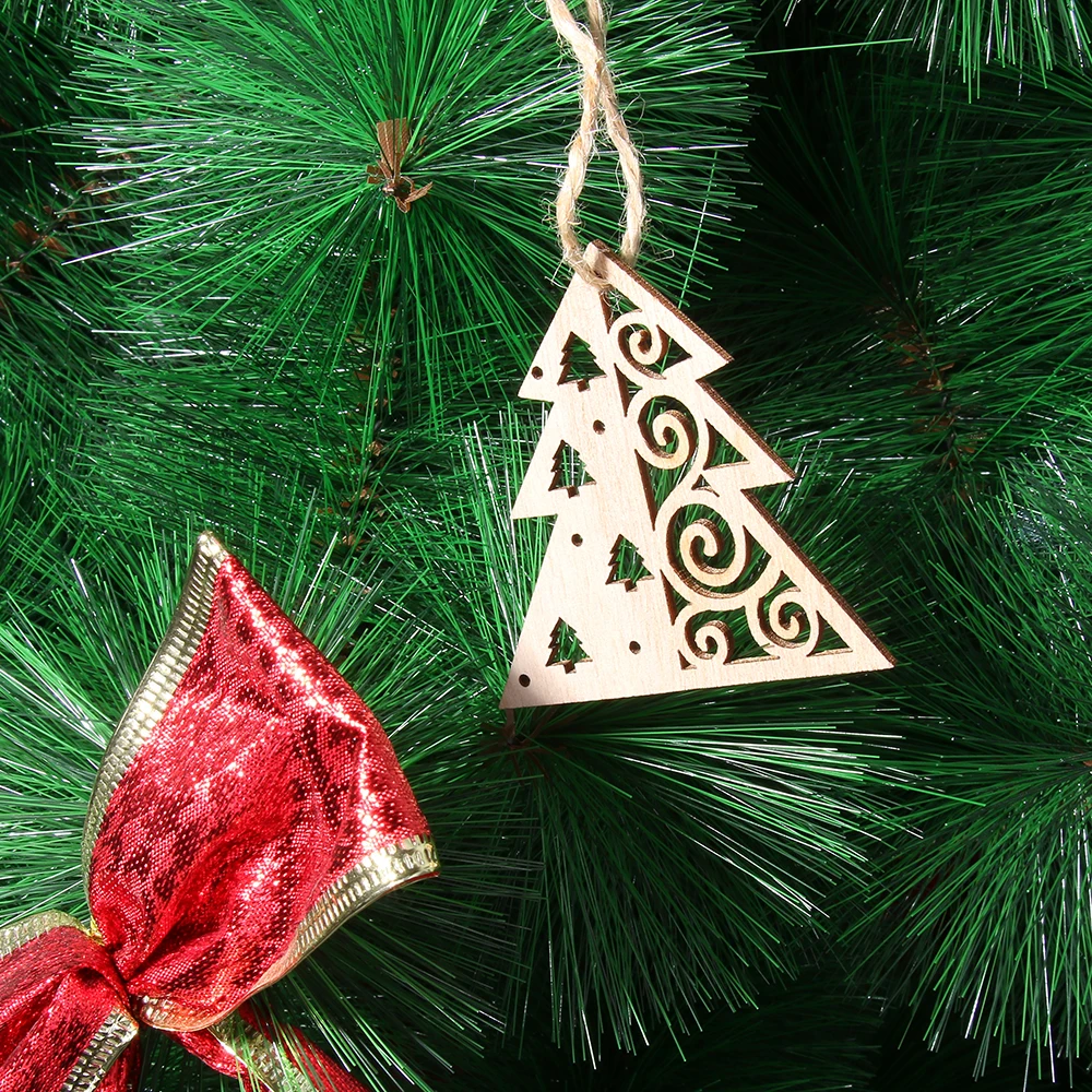 3pcs/set wood diy crafts xmas tree hanging ornaments christmas