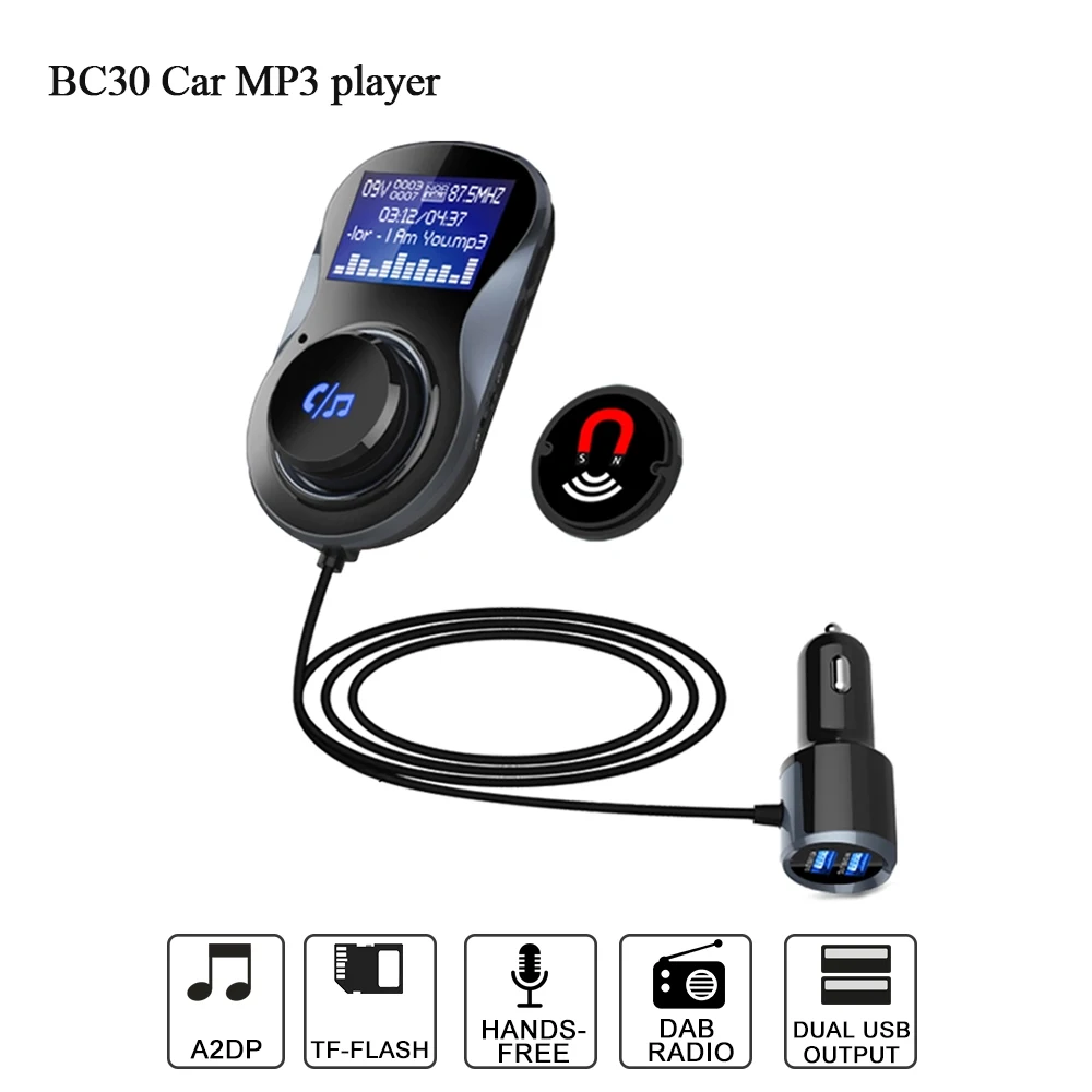 BC30 Bluetooth FM Transmitter Audio Car Mp3 Player Wireless In-Car FM Modulator Handsfree Bluetooth Car Kit with LCD Display
BC30 Bluetooth FM Transmitter Audio Car Mp3 Player Wireless In-Car FM Modulator Handsfree Bluetooth Car Kit with LCD Display