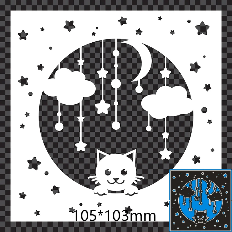 Metal steel Cutting Dies Cat moon stars clouds DIY Scrapbooking Photo Album Embossing paper Cards 105*103mm
Metal steel Cutting Dies Cat moon stars clouds DIY Scrapbooking Photo Album Embossing paper Cards 105*103mm