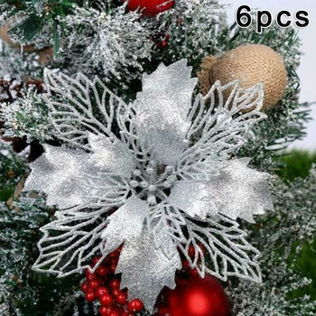 6Pcs/Set 16cm Large Poinsettia Glitter Silver On Christmas Tree Decorations flowers home garden party Holiday
6Pcs/Set 16cm Large Poinsettia Glitter Silver On Christmas Tree Decorations flowers home garden party Holiday
