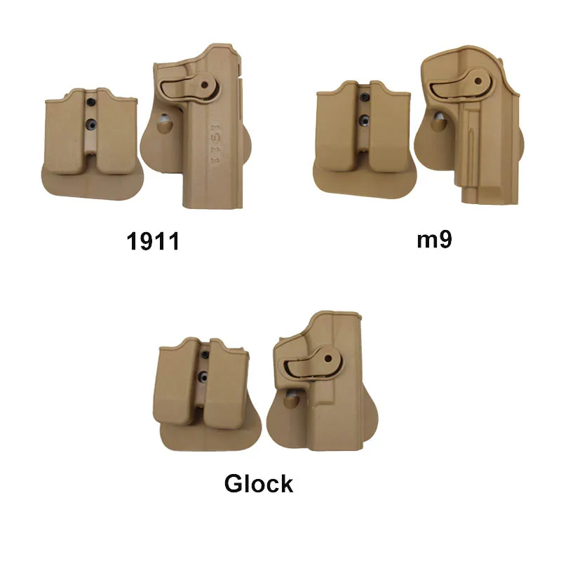 Tactical IMI Gun Holster for Glock 17 19 Clot 1911 M9 Right Hand Waist Belt Hunting Airsoft Pistol holster With Magazine Pouches
Tactical IMI Gun Holster for Glock 17 19 Clot 1911 M9 Right Hand Waist Belt Hunting Airsoft Pistol holster With Magazine Pouches