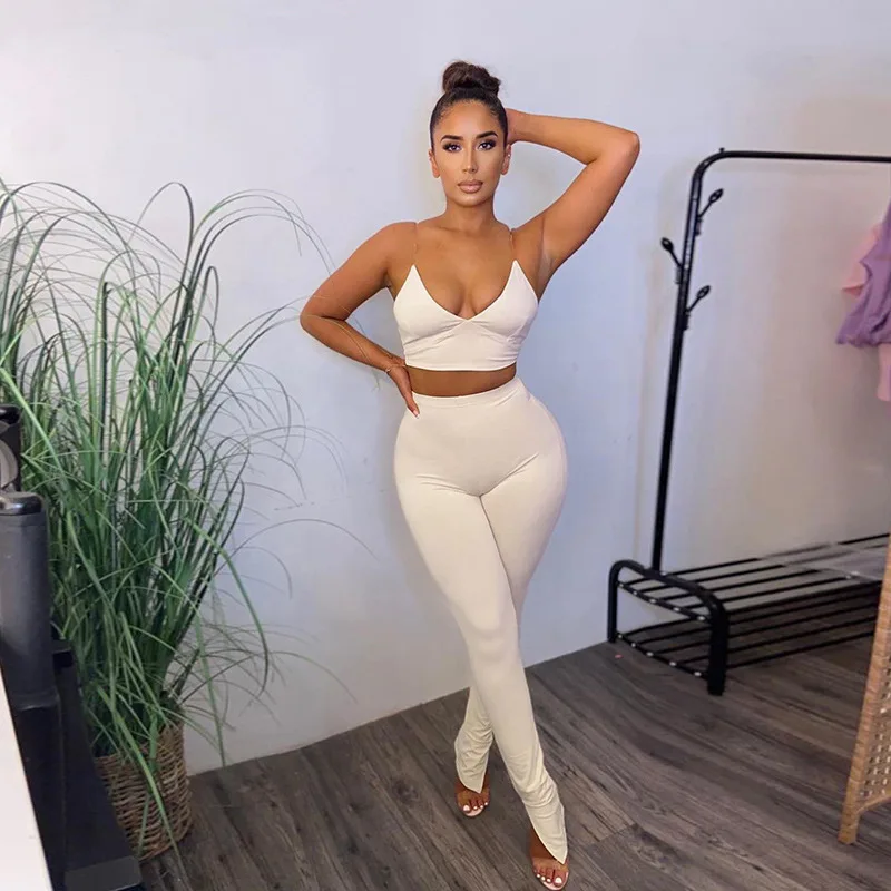 Fashion Women V Neck Two Piece Sets Invisible Sling Cropped Tops Split Pants Gym Sports Tracksuit Workout Joggers Suits Outfits
Fashion Women V Neck Two Piece Sets Invisible Sling Cropped Tops Split Pants Gym Sports Tracksuit Workout Joggers Suits Outfits