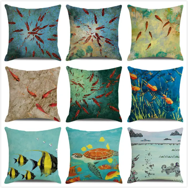 Wholesale 45cm*45cm The bottom of the sea fish Linen/Cotton Throw Pillow Covers Cushion Cover Home Decor Pillowcase
Wholesale 45cm*45cm The bottom of the sea fish Linen/Cotton Throw Pillow Covers Cushion Cover Home Decor Pillowcase