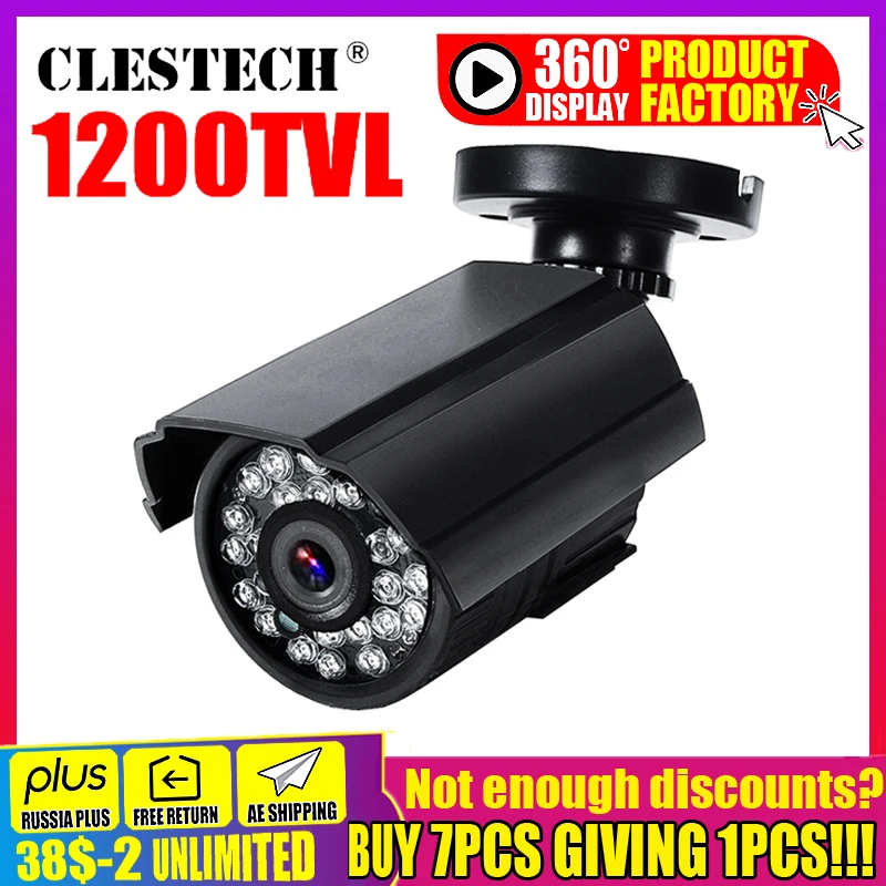 

Real 1200TVL HD Mini Cctv Camera Cmos Outdoor Waterproof IP66 IR Night Vision Analog Cam color monitoring security With bracket