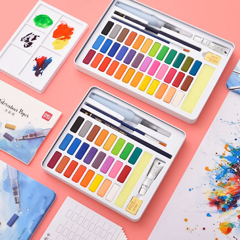 Deli Metal Iron Box Solid Water Color Set Hand Super Quality Painted Watercolor Painting Pigment Art Supplies
Deli Metal Iron Box Solid Water Color Set Hand Super Quality Painted Watercolor Painting Pigment Art Supplies