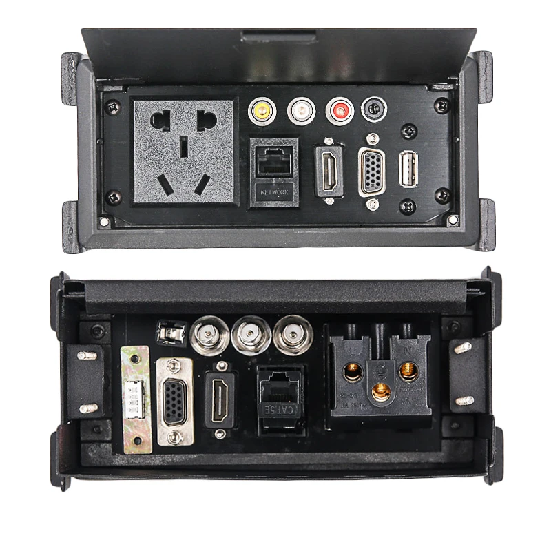 Slide Up Desktop Hidden Installation Multimedia Information Outlet Panel AC Power Socket Network AV 3.5mm Audio VGA HDMI USB
Slide Up Desktop Hidden Installation Multimedia Information Outlet Panel AC Power Socket Network AV 3.5mm Audio VGA HDMI USB
