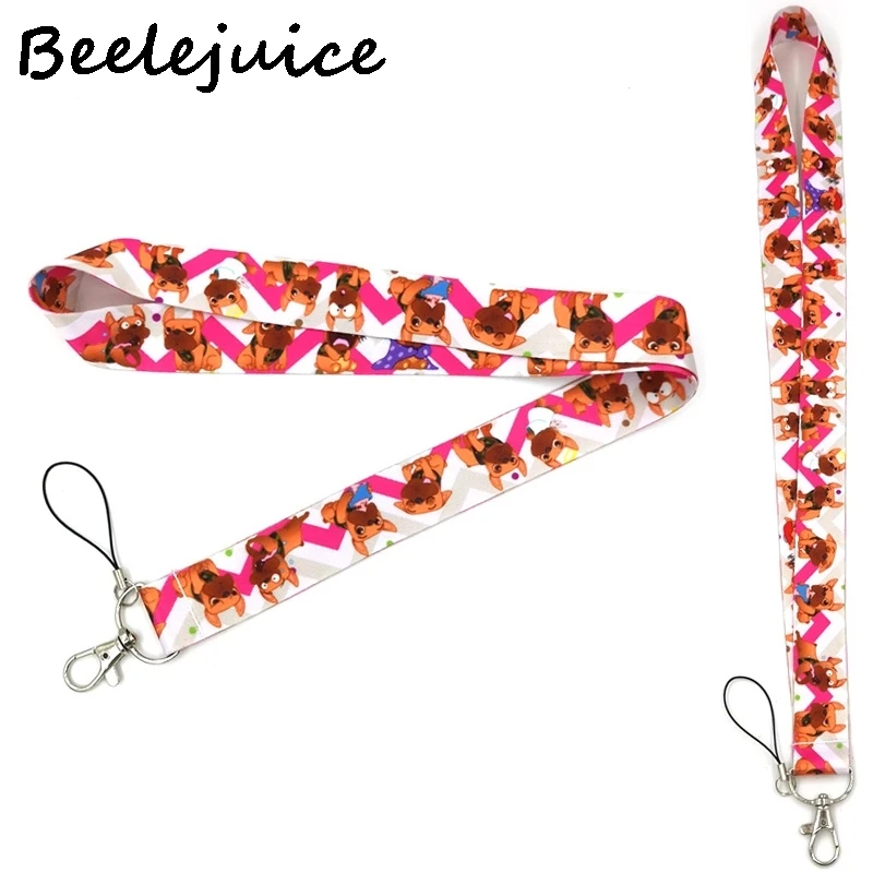 24pcs Bulldog animals simple Neck keychain necklace Anime Cartoon Strap Lanyard ID badge holder Keychain Lanyards holders | Мобильные