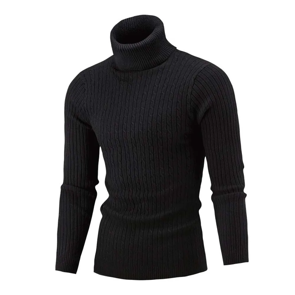 Jaycosin Модный зимний мужской тонкий теплый вязаный пуловер с высоким вырезом