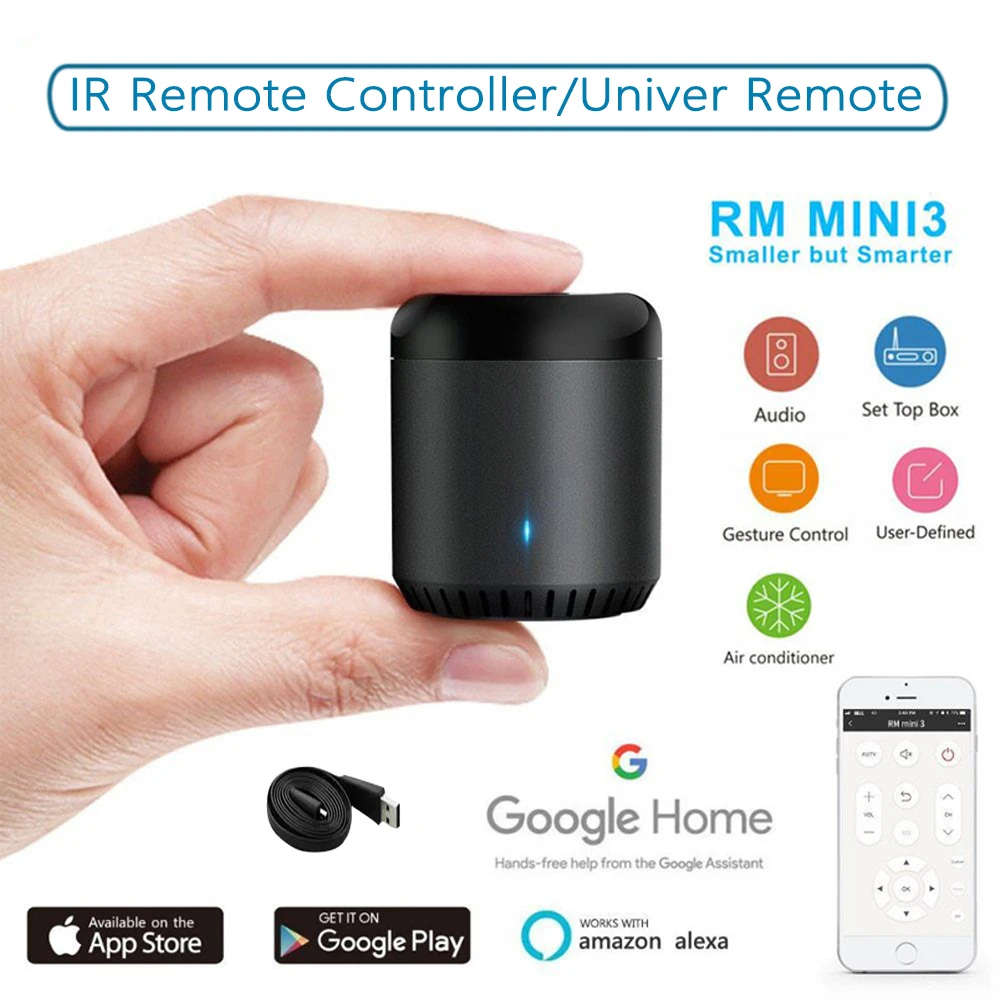 RM Mini3 Wireless IR Remote Controller Universal Intelligent WiFi and IR Control Hub Via IOS Android Smart Home Automation
RM Mini3 Wireless IR Remote Controller Universal Intelligent WiFi and IR Control Hub Via IOS Android Smart Home Automation