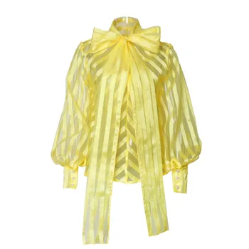 Celebrity Women's Loose Bow Shirt Office Crowd Design Sense Fashionable Mesh Stripe Transparent Women's Solid Puff Sleeve Shirt
Celebrity Women's Loose Bow Shirt Office Crowd Design Sense Fashionable Mesh Stripe Transparent Women's Solid Puff Sleeve Shirt