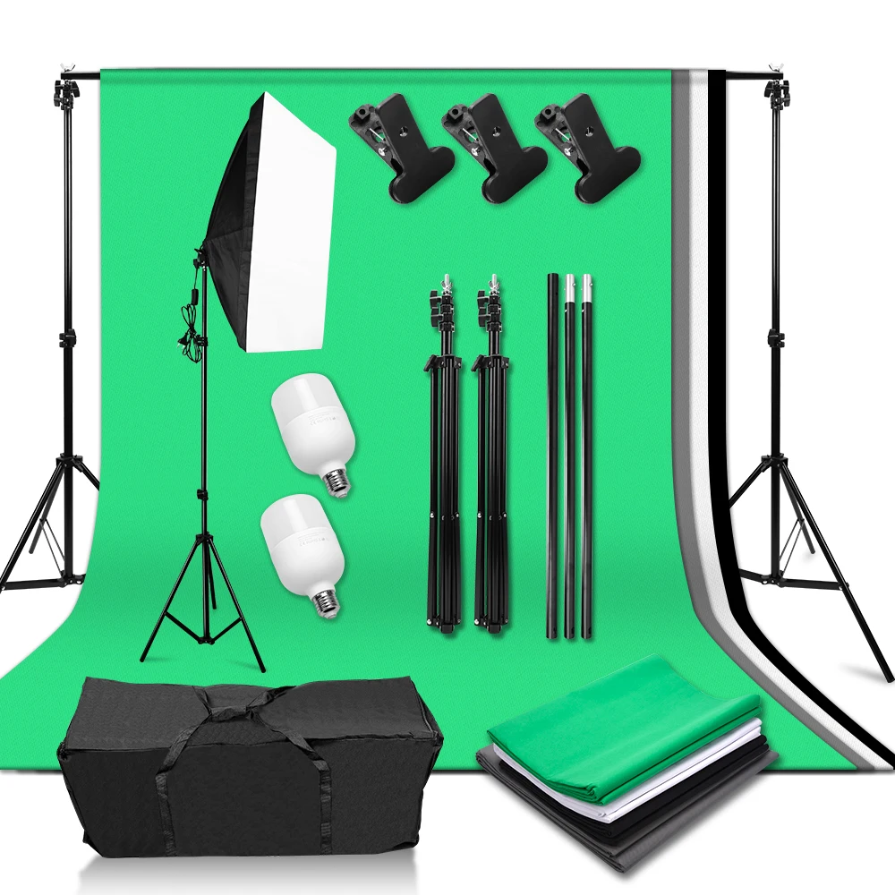 2*2m Background Support System 25W Light Bulb 50X70cm Photography Softbox Continuous Lighting Kit for Photo Video Product Shoot
2*2m Background Support System 25W Light Bulb 50X70cm Photography Softbox Continuous Lighting Kit for Photo Video Product Shoot