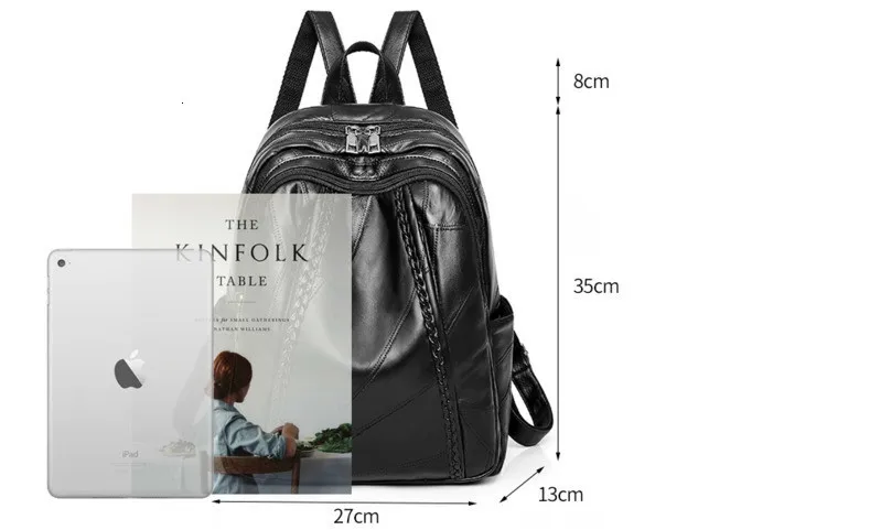 Genuine Leather Sheepskin Backpacks Female Both Shoulders Backpack Rucksack Large Capacity Travel Preppy Style Women Bags