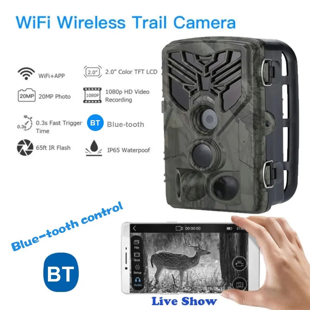 

2020 Wild Trail Camera Wifi APP Live Show Bluetooth Control Hunting Cameras Wifi830 20MP 1080P Night Vision Wildlife Photo Traps