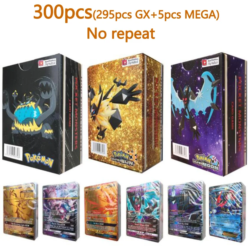 

100/200/300pcs Pokemon cards GX MEGA Shining TAKARA TOMY Cards Game Pokemon Battle Carte Trading Cards Game Children Toy