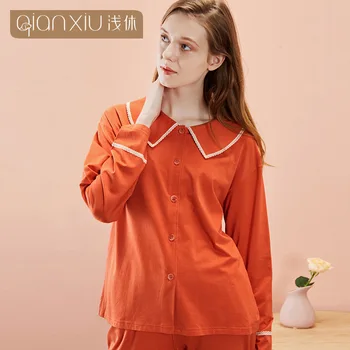Women's Cotton Pajamas Autumn Women's New Products Long Sleeve Peter Pan Collar Homewear Set Women's Autumn Pajamas 356
Women's Cotton Pajamas Autumn Women's New Products Long Sleeve Peter Pan Collar Homewear Set Women's Autumn Pajamas 356