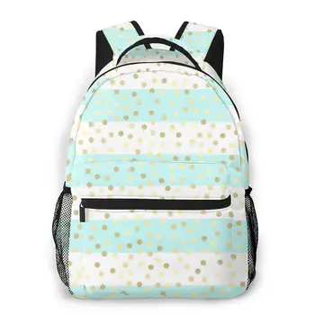 Fashion Women Backpack School Bags For Teenagers Girls Gold Glittering Drops On Turquoise And White Stripes Student Backpack
Fashion Women Backpack School Bags For Teenagers Girls Gold Glittering Drops On Turquoise And White Stripes Student Backpack