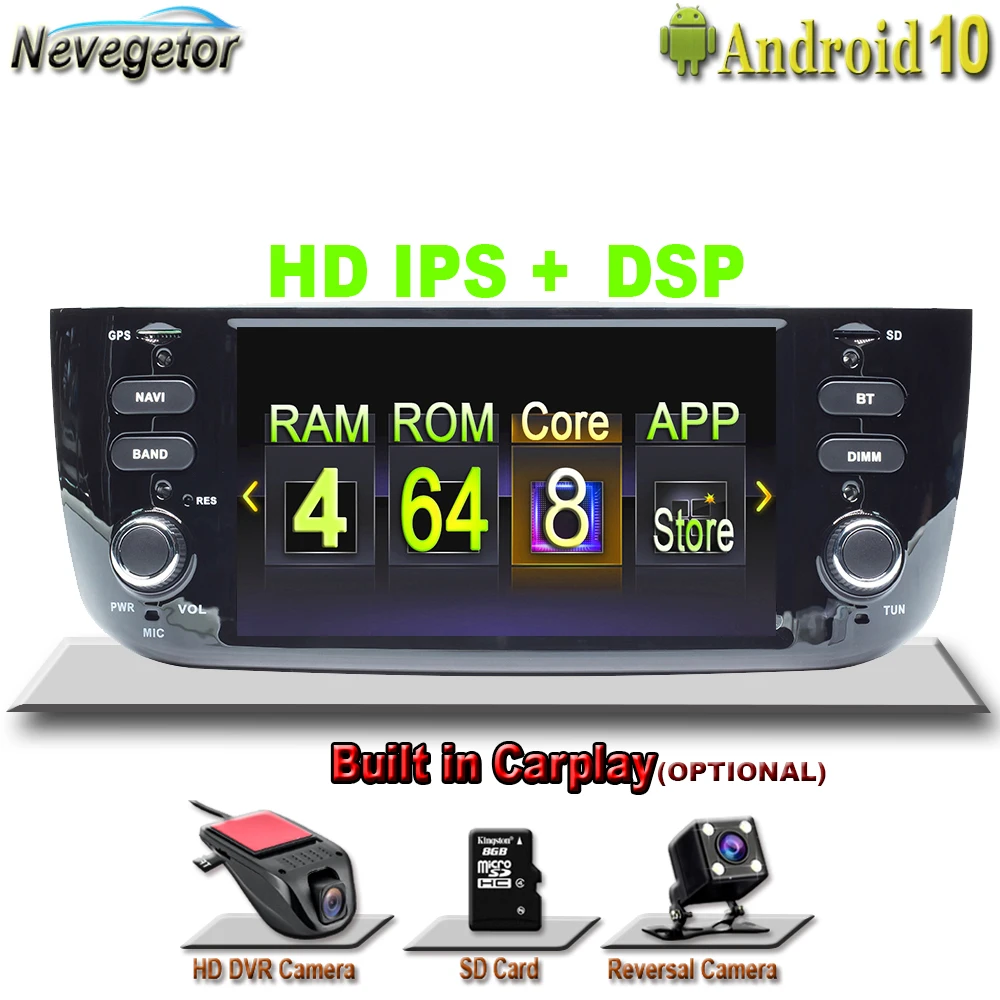 Автомагнитола DSP 4 Гб 64 ГБ 1 Din Android 10 автомобильный DVD мультимедийный плеер для