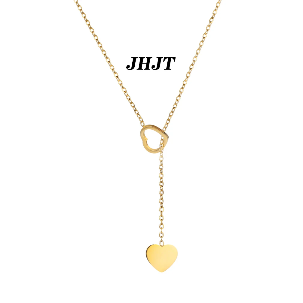JHJT Fashion Stainless Steel Chain Double Heart Pendant Necklaces for Women Gold Choker Necklace Jewelry Female Loved Gifts
JHJT Fashion Stainless Steel Chain Double Heart Pendant Necklaces for Women Gold Choker Necklace Jewelry Female Loved Gifts
