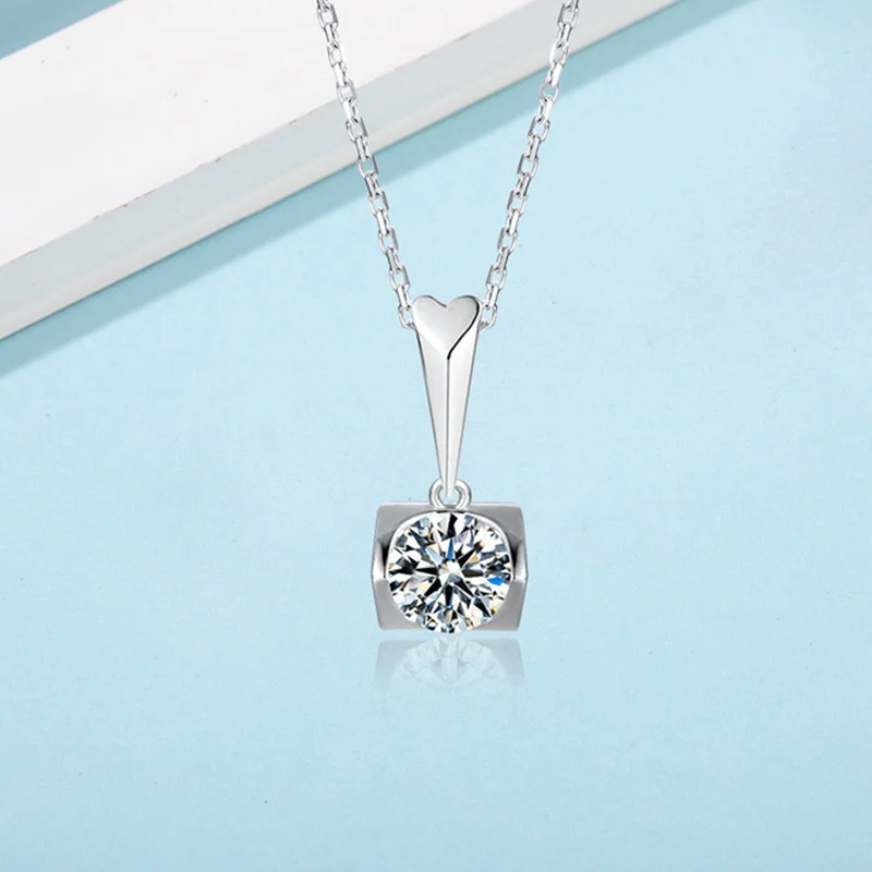 Фото 925 Sterling Silver 1 Ct D Color Moissanite Pendant Necklace Classic Excellent Cut Diamond for Women Party | Украшения и