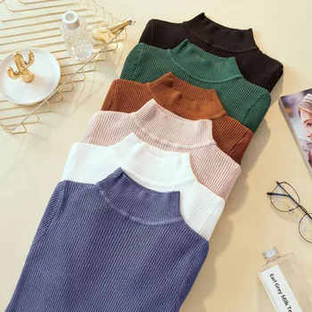 Solid Color High Neck Pullover Basic Sweater Women Long Sleeve Slim Fit Tight Knitted Women Sweaters and Pullovers
Solid Color High Neck Pullover Basic Sweater Women Long Sleeve Slim Fit Tight Knitted Women Sweaters and Pullovers