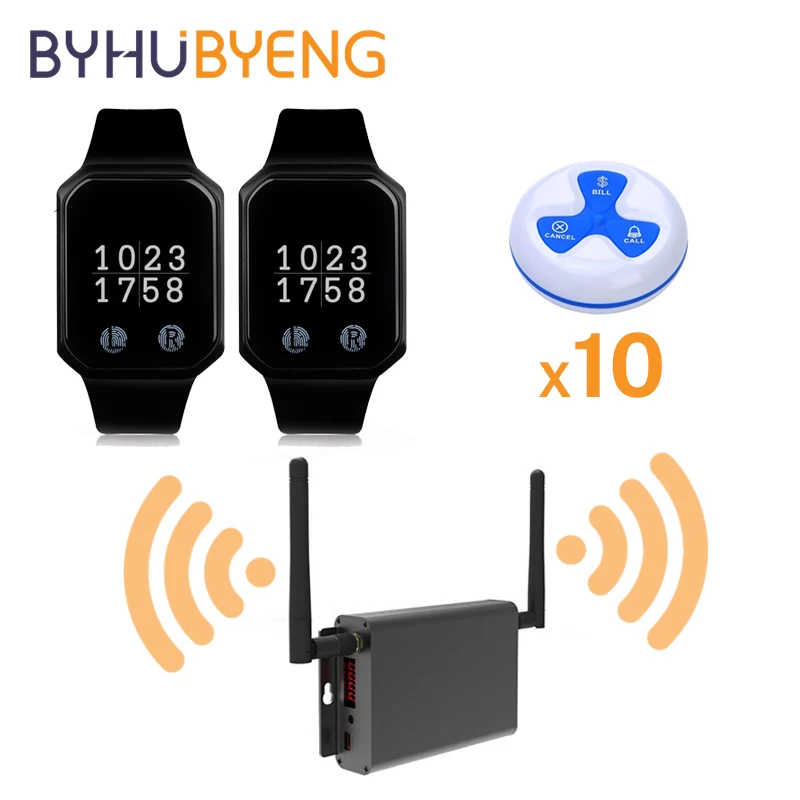 BYHUBYENG Wireless Calling Call Button Long Range System More Than 2000m In Open Area High Quality Repeater Watch Pager | Компьютеры и