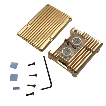 For Raspberry Pi Raspberry Pi 4 Model B Aluminum Armor Case Aluminum Case + Dual Cooling Fan Gold Replacement
For Raspberry Pi Raspberry Pi 4 Model B Aluminum Armor Case Aluminum Case + Dual Cooling Fan Gold Replacement