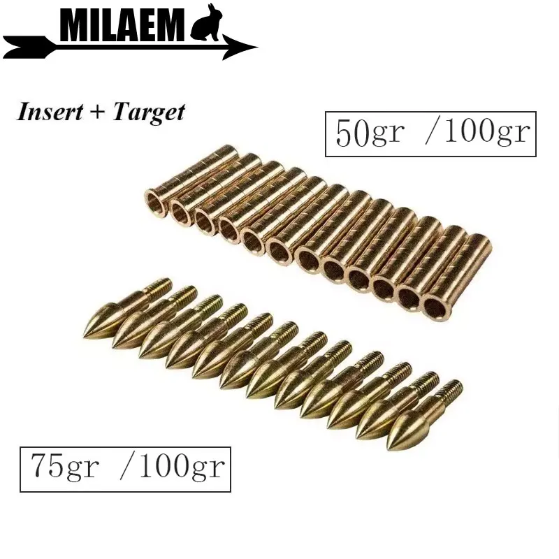 Archery Insert Copper Connect 50/100Gr With 75/100Gr Target Arrowhead Fit for ID 6.2 mm Arrow Shaft Hunting Shooting Accessories
Archery Insert Copper Connect 50/100Gr With 75/100Gr Target Arrowhead Fit for ID 6.2 mm Arrow Shaft Hunting Shooting Accessories