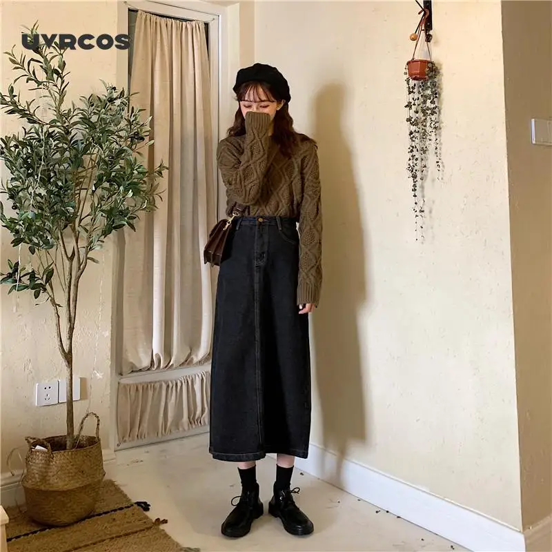 UVRCOS Women's Vintage High Waist Denim Skirt Autumn Winter 2019 New Korean Loose Wild A-line Mid-Calf Skirt Women's Long Skirt
UVRCOS Women's Vintage High Waist Denim Skirt Autumn Winter 2019 New Korean Loose Wild A-line Mid-Calf Skirt Women's Long Skirt