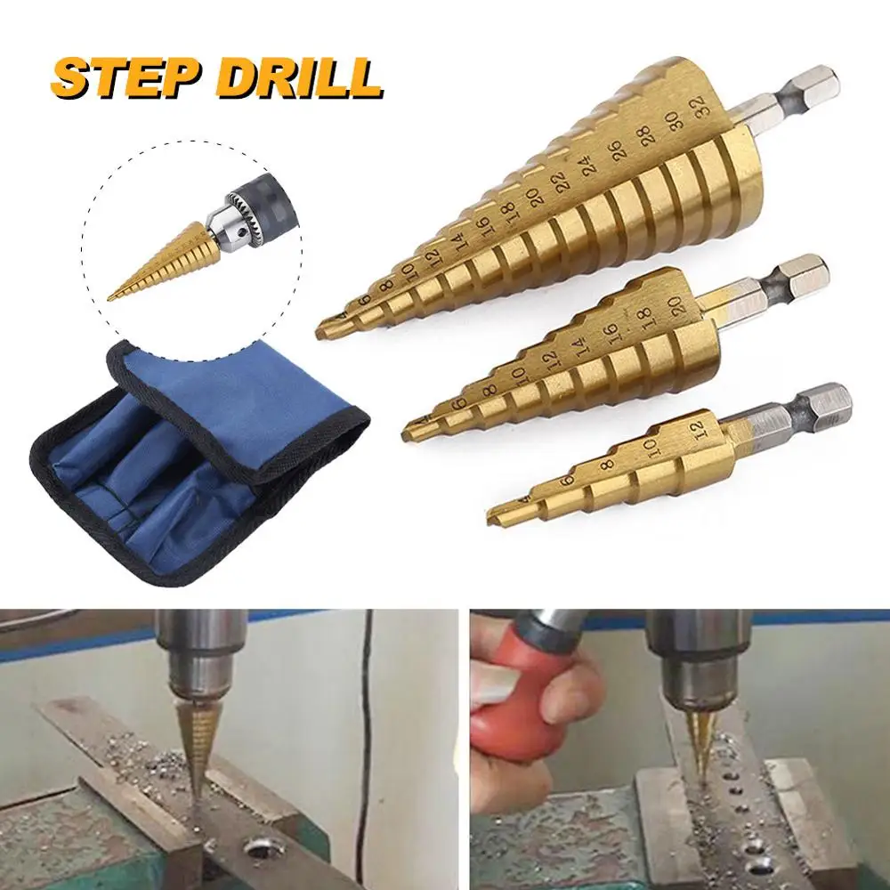 JGZUI 3pcs Step Drill Bit Set Hss Cobalt Multiple Hole Cobalt Titanium Conical Carbide Drill Perforator Hole Cutter Tool
JGZUI 3pcs Step Drill Bit Set Hss Cobalt Multiple Hole Cobalt Titanium Conical Carbide Drill Perforator Hole Cutter Tool