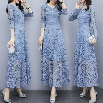 Women's Clothing Korean Version of the Long Sleeve Lace Dress Women Long 2020 Spring New Slim Slimming Temperament A- line Dress
Women's Clothing Korean Version of the Long Sleeve Lace Dress Women Long 2020 Spring New Slim Slimming Temperament A- line Dress