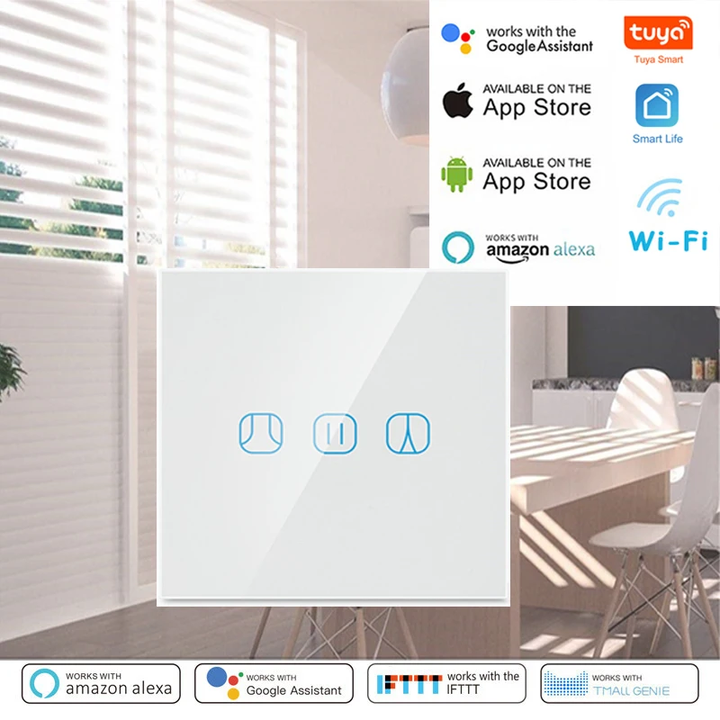 Tuya Smart Life WiFi Curtain Switch for Roller Shutter Blind Motor 100-240VAC Wall Switch Via Google Home Amazon Alexa Voice
Tuya Smart Life WiFi Curtain Switch for Roller Shutter Blind Motor 100-240VAC Wall Switch Via Google Home Amazon Alexa Voice
