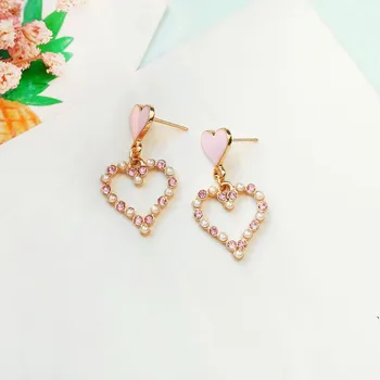 Fashion Geometric heart-shaped earrings female Cute Romantic Pearl crystal pink stud earrings women Accessories Promotional
Fashion Geometric heart-shaped earrings female Cute Romantic Pearl crystal pink stud earrings women Accessories Promotional