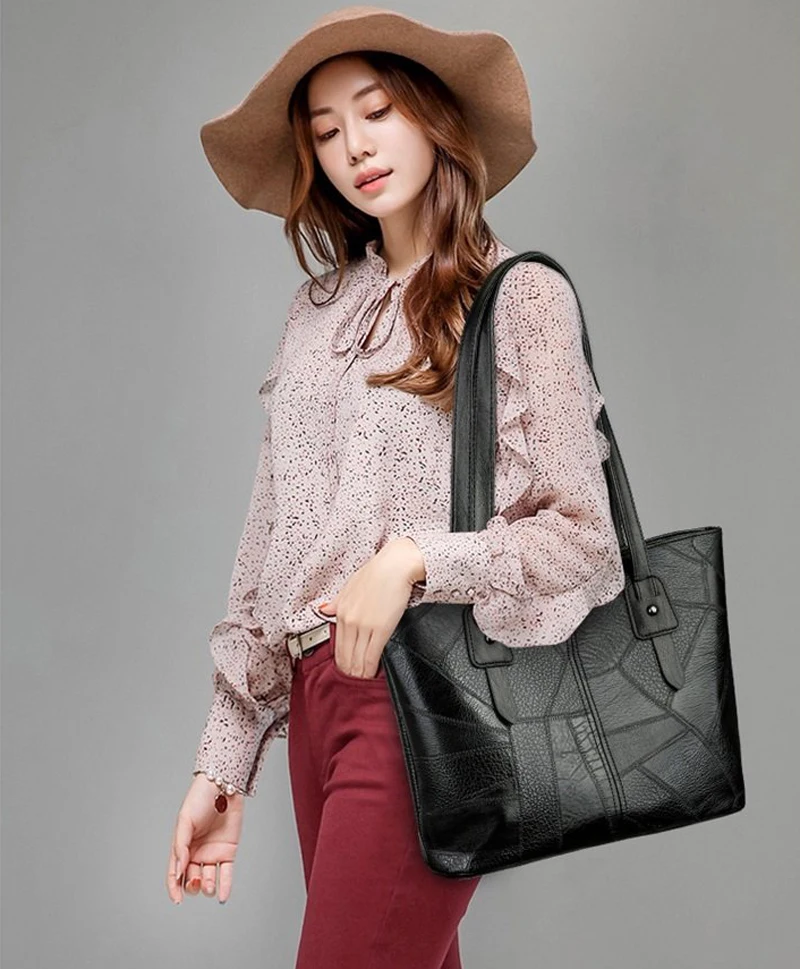 Women's bag large-capacity crocodile pattern handbag new design lady shoulder bag black main Hb17c77ed95e4426f955500a93558d3d8i - Women's bag large-capacity crocodile pattern handbag new design lady shoulder bag black main