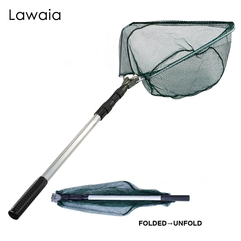 

Lawaia Folding Fishing Brail Net 190CM Telescopic Fishing Landing Scoop Hand-Net Fishing Gear Retractable Aluminum Alloy Pole