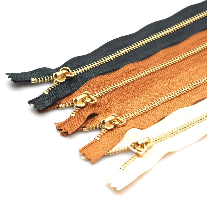 

22pcs/Lot Ykk Metal Zipper 5# 20cm 30cm 35cm 45CM 50cm Close End Copper Brass Gold Teeth Leather Handbag Sewing Accessory