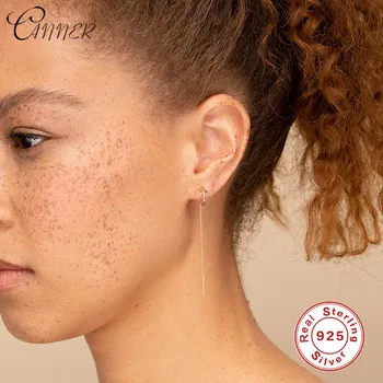 CANNER Simple 925 Sterling Silver Long Tassel Earrings For Women Gift Pendientes Geometric Hanging Dangle Earring Chain Ear Line
CANNER Simple 925 Sterling Silver Long Tassel Earrings For Women Gift Pendientes Geometric Hanging Dangle Earring Chain Ear Line