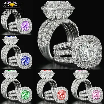 Fashion Princess Cut 7.8 CT Multicolored Zircon Silver Engagement Ring Party Ring Brilliant personalized 925 sterling silver
Fashion Princess Cut 7.8 CT Multicolored Zircon Silver Engagement Ring Party Ring Brilliant personalized 925 sterling silver