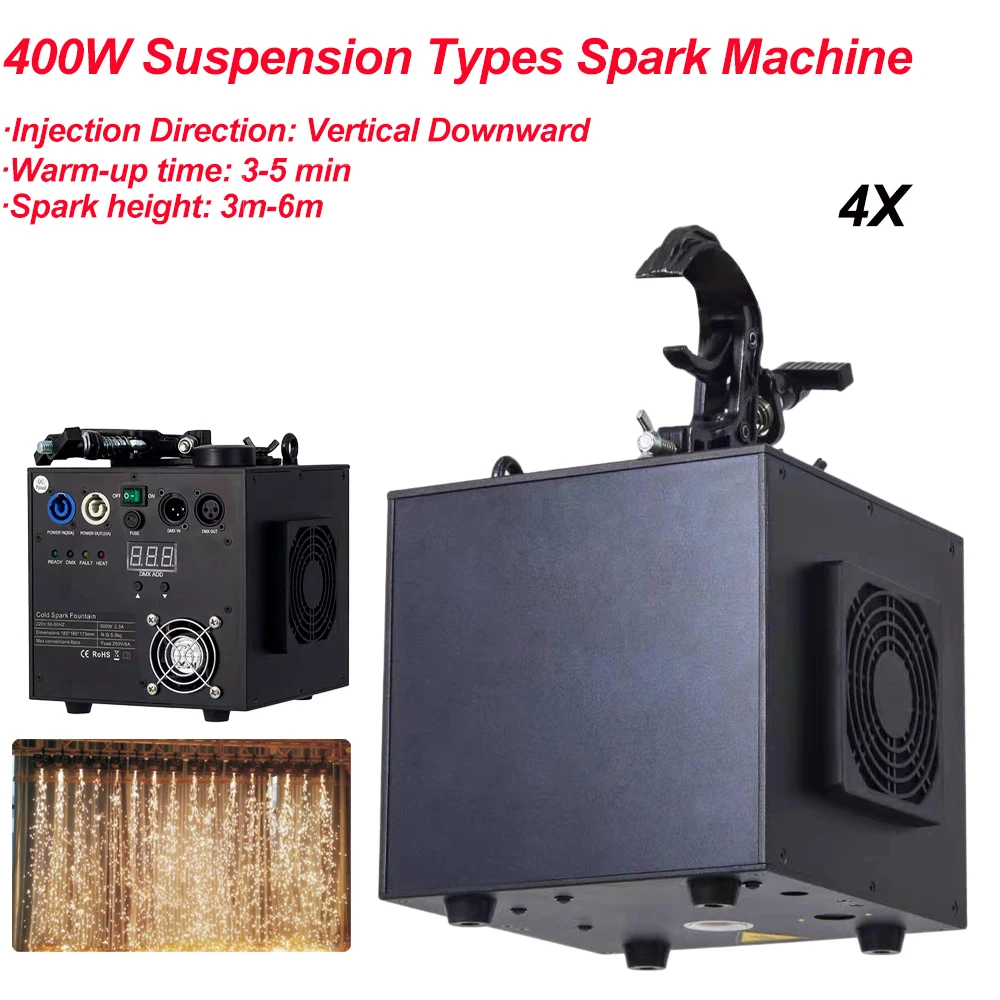 

4Pcs/Lot 400W Sparklers Waterfall Fireworks Pyrotechnics Remote DMX512 Control Cold Fire Machine Spark for Fixed Stage Lighting